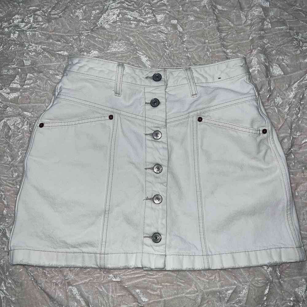 Abercrombie & Fitch White Button-Front Mini Skirt
